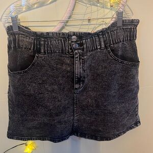 Black acid wash mini skirt